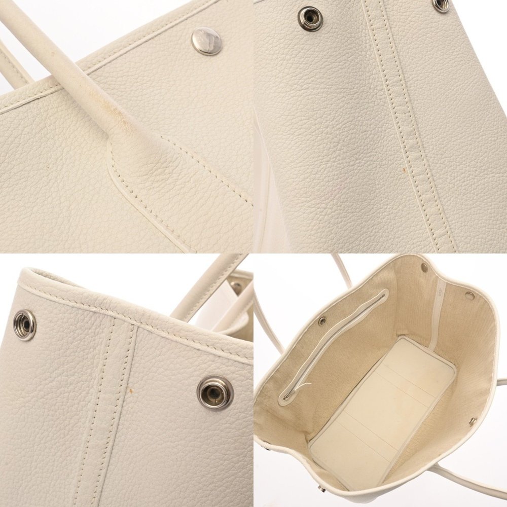 HERMES Garden Party PM White □N Stamp (circa 2010) Women's Negonda Handbag - Picture 10 of 11